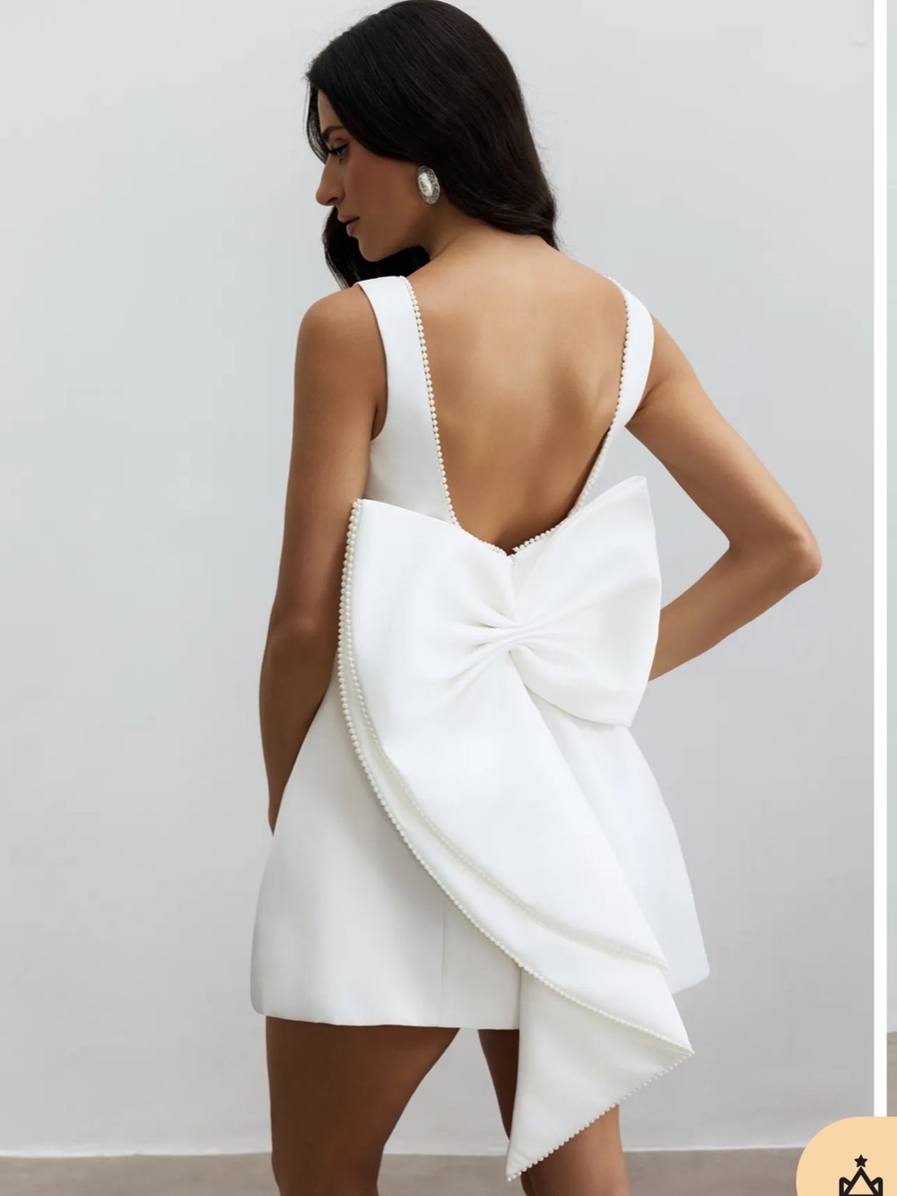 NWT Sunfere Cecila Bowknot Pearl Backless Mini Dress Bridal - Large